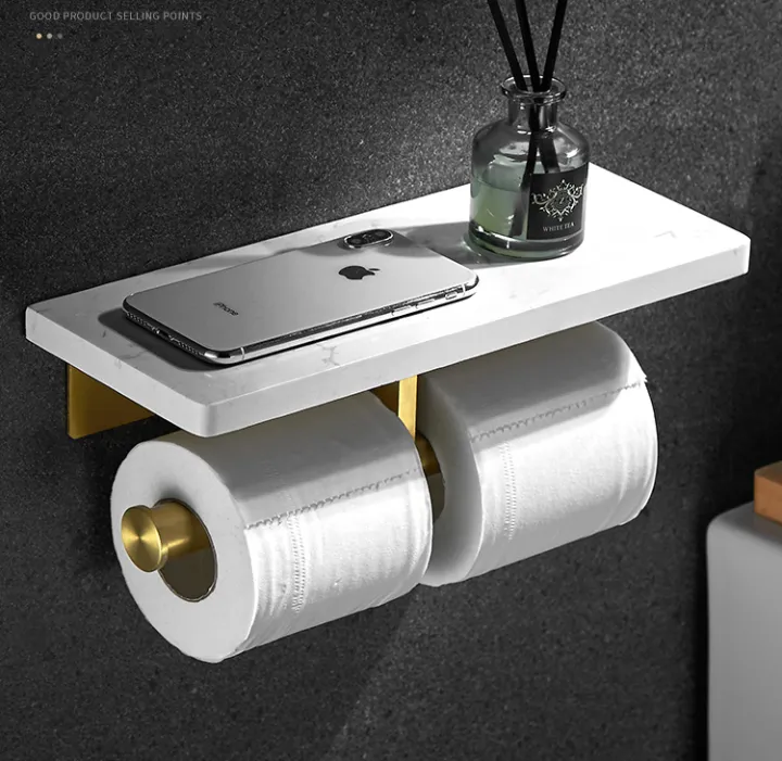 หรูหราหินอ่อนชั้นวางผ้าขนหนูกระดาษที่ใส่ม้วนกระดาษชำระชั้นวางผนังห้องน้ำที่ใส่กระดาษชำระ-wc-ผู้ถือม้วนจ่าย