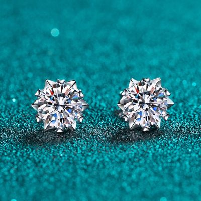 Smyoue 0.3-2CT 100% Real Moissanite Stud Earrings for Women Wedding Sparkling Ear Studs S925 Sterling Silver Jewelry White Gold