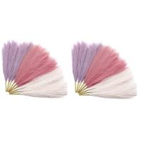 18Pcs Pampas Grass Pink 17.7 Inch, Artificial Pampas Grass Faux Pink Pompas Grass Decor, Grass Blush Boho Decoration