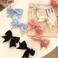 2pcs Satin Ribbon Bowknot Hair Clips Headwear Women Girls Kids Cute Sweet Bows Barrettes Hairpins Headdress Hair Accessories