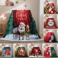 Merry Christmas theme: throw flannel blanket, Santa Claus pattern bed, sofa blanket, childrens ultra light