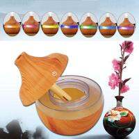 【cw】Wood Grain USB 300ml Air Humidifier Aromatpy Aroma Essential Oil Diffuser with LED Light Mist Maker Colorful ！