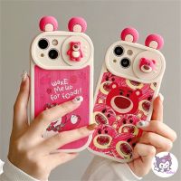 shuohaa173 ?Casing? เคสป้องกันโทรศัพท์มือถือ แบบนิ่ม ลายการ์ตูนหมี 3 มิติ ป้องกันเลนส์ กันกระแทก สีม่วง สําหรับ iPhone 14 13 12 11 Pro Max