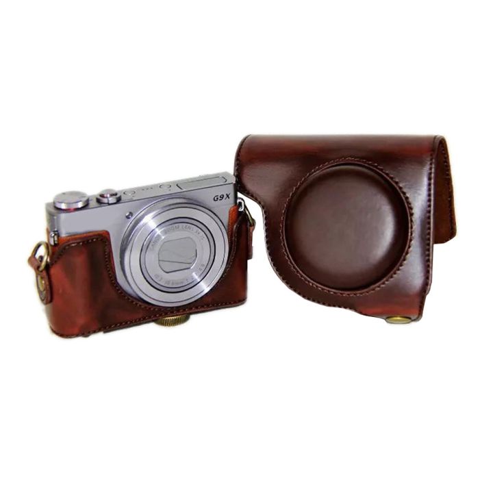กระเป๋าเคสใส่กล้องหนัง-pu-สำหรับ-canon-powershot-g9-x-g9x-g9-x-mark-ii-g9x2กล้องฝามีสายรัด