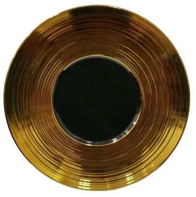 4 Pieces/ 4 ชิ้น - จานกลมขอบทอง/จานใส่อาหาร D30cm สีดำตรงกลาง-รอยัลเลซวู๊ด สินค้าขายตามสภาพสีทองอาจจะไม่สม่ำเสมอ