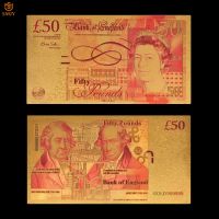 Euro Currency Paper British Gold Banknotes 50 Pound Gold Foil Paper Money Collection Value