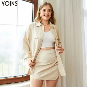 Plus size outlet khaki skirt jacket