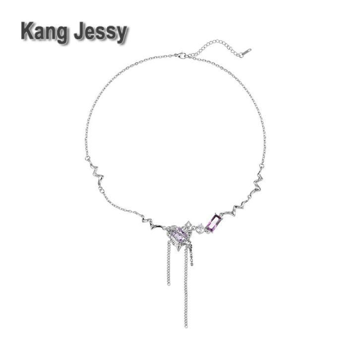 kang-jessy-สร้อยคอพู่หัวใจสาวฮอตสำหรับฤดูร้อนสำหรับผู้หญิงการออกแบบระดับไฮเอนด์ที่มีเอกลักษณ์เฉพาะสายรัดกระดูกไหปลาร้าสีม่วงสไตล์เย็นหวาน