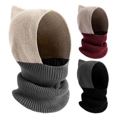 Scarf Hood Knitted Hoodie Scarf Knit Winter Hats for Women Balaclava Warm Hooded Scarf for Men and Women Beanie Hat big sale