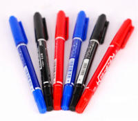 ปากกาเคมี ปากกามาร์คเกอร์ ติดแน่น ลบไม่ได้ ปากกา2หัว ปากกา Permanent ปากกาเขียนซีดี เขียนซองพลาสติก ปากกาอเนกประสงค์ สีดำ แดง น้ำเงิน