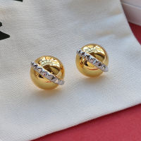 Trend Hot Famous nd Golden Ball Two Color Round 18K Gold Earrings Women Jewelry Designer Runway Goth Boho New Fashion 2022