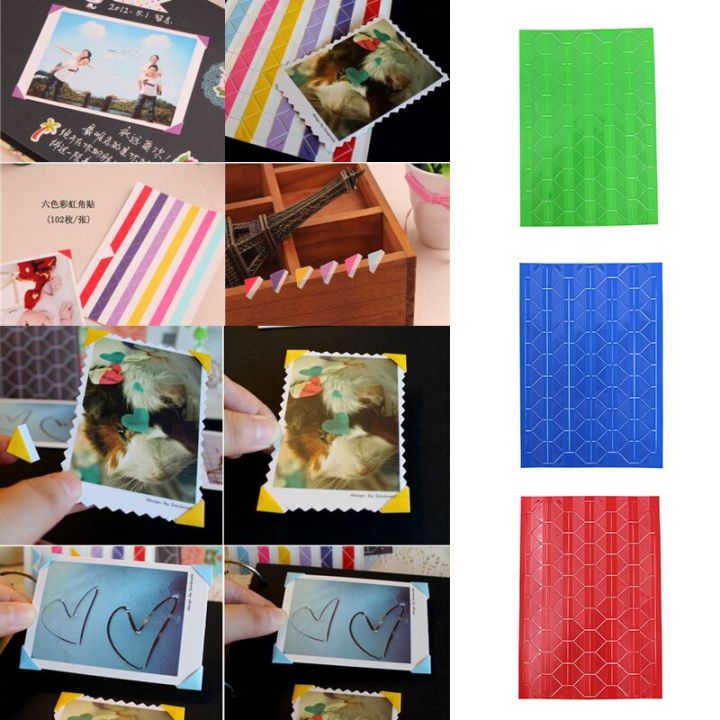 2sets-of-204pcs-diy-scrapbook-paper-photo-albums-frame-picture-decoration-corner-stickers-pvc-102pcs-set-photo-albums