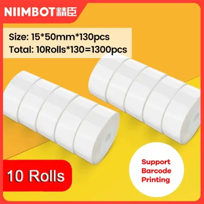 ม้วนกระดาษฉลากความร้อน Niimbot 10ม้วนสำหรับ D110 D11 D101เครื่องพิมพ์ฉลาก14X2ช่วงบรินเตอร์ขนาด2มม./260วันที่มีกระดาษกาวในตัว