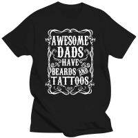 Awesome Dads Have Tattoos And Beards Funny Beard popular Tagless Tee T-Shirtknitted comfortable fabric