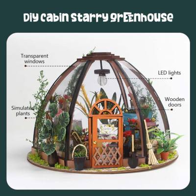 Handmade DIY cottage, starry sky flower room, small house, architectural model, ornaments, wooden construction toy gifts