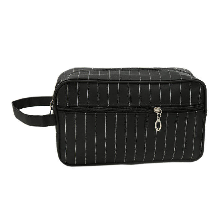 กระเป๋าจัดระเบียบกระเป๋าใส่เครื่องสำอางค์สำหรับผู้หญิง-tas-kosmetik-ลายทางกระเป๋าเก็บของกระเป๋าลายทาง