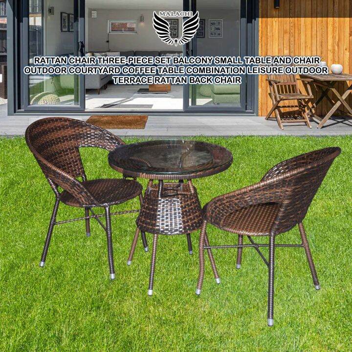 Malachi Rattan chair threepiece set balcony small table and chair