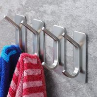 【YF】 304 Stainless Steel Bathroom Hooks Adhesive Towel Hook Robe Coat Hanger For Shower Kitchen Living Room Depot Wall