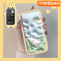 YIWESAN เคสสำหรับ Xiaomi MI Redmi 10เคสตัวการ์ตูน3D ดอกไม้กระต่ายน้อยสีสันสดใสกันกระแทกแบบใสเลนส์กล้องถ่ายรูปแบบนิ่มมอนสเตอร์ตัวน้อยเคสมือถือเรียบง่ายฝาครอบป้องกันซิลิโคนความคิดสร้างสรรค์โปร่งใส