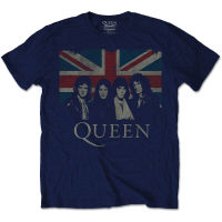 Mens Large T-shirt Queen T Union Jack Vintage Official Mens Navy Blue Freddie Mercury Rock 4XL 5XL 6XL