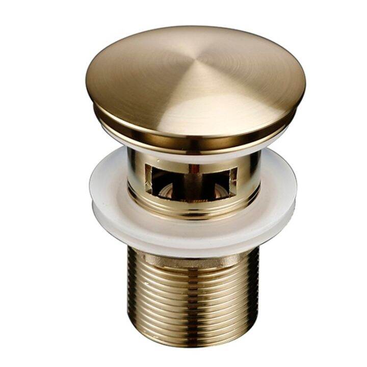 [HOT W] Brushed Brass Gold Bathroom Sink Drain Round Pop up Anti ...