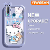 YIWESAN เคสสำหรับ VIVO Y12 Y15 Y3 Y12i Y17 Y3s 2020 Y11 2019การ์ตูนน่ารักรูปแมวตลกและหมีสีสันสดใสเคสมือถือกันกระแทกแบบใสแบบนิ่มสุดน่ารักที่สร้างสรรค์เคสโปร่งใสลายกล้องถ่ายรูปป้องกัน