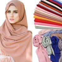 Jifang Genuine Chiffon Shawls Muslim Lady Pleated Wrinkle Plain Chiffon Hijabs Shawl Head Wraps Scarf Turban Malaysia Tudung 20 Colors WJ288