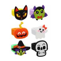 Halloween Light up Ring 6pcs Cute Glowing Halloween Rings for Kids Multifunctional Cartoon Ring Halloween Toy Reusable Glow in The Dark Rings Toy for Boys and Girls qualified