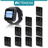 Retekess T128ร้านอาหารระบบเพจเจอร์ระบบการโทรแบบไร้สายคิวบริกรนาฬิกาแบบชาร์จได้เพจเจอร์และปุ่ม TD033