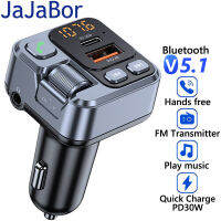 JaJaBor FM Transmitter Modualator รถ MP3 Player AUX Audio Receiver USB Type C PD 30W Car Charger แฮนด์ฟรี Bluetooth Car Kit