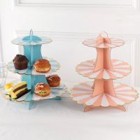 กระดาษหลายชั้นขนมเค้กยืนอุปกรณ์งานเลี้ยงวันเกิด Multilayer Paper Dessert Cake Stand Birthday Party Supplies Bronzing Cake Stand