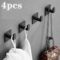 1/4pcs สีดำ Self-Adhesive Wall Hooks สำหรับแขวนแขวนเสื้อผ้าประตู Robe Hook Coat Rack ผ้าเช็ดตัวผู้ถืออุปกรณ์ห้องน้ำ-Wefdger