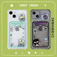 [Woo Fashion Case] Kero Keroppi BADTZ-MARU ไม่ดีกับกระเป๋าเก็บบัตรโทรศัพท์เคสสำหรับไอโฟน14 13 12 11 Pro Max XR XS MAX X ฝาหลัง