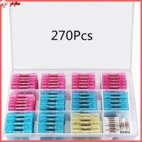 YIQIHE 270Pcs กันน้ำกันน้ำได้ ขั้วต่อปลายท่อหด 26-10 AWG ฉนวนกันความร้อน ขั้วต่อไฟฟ้าแบบจีบ พร้อมกล่องเก็บของ 4ขนาด ชุดขั้วต่อสายไฟ ยานยนต์สำหรับรถยนต์