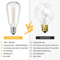 หลอดไฟ E12สำหรับลูกโลก ST38ไฟ LED เชือกกลางแจ้งพลาสติกกันกระแทกกันน้ำ Patio Lights Bulbs