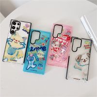 Samsung Galaxy S22 Plus S22 Ultra S21 Plus S21 Ultra S20 Ultra S20 + โทรศัพท์ Case【cute แมว Dog】Slowcoaster Joint ความคิดสร้างสรรค์ TPU โปร่งใสกันกระแทก Soft Protec ฝาครอบ