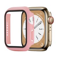 เคสสำหรับ Apple Watch ป้องกัน PC + นาฬิกากระจกเทมเปอร์กันกระแทก8 &amp; 7 45มม. (ทองคำสีกุหลาบ)(BiliBlistore)