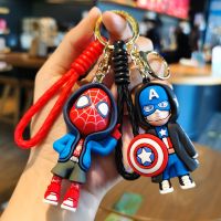 Marvel Cute Doll Pendant Action Figures Avengers Iron Man Spider Man Captain America Keychain Bag Keyring Pendant Birthday Gifts