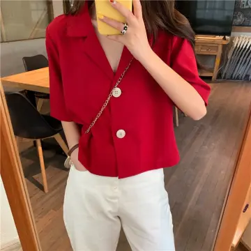 Red short store blazer