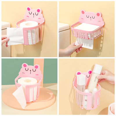 Creative Towel Holder Space-saving Toilet Roll Storage Non-punched Storage Box Wall-mounted Toilet Paper Holder Cartoon Design Toilet Roll Holder
