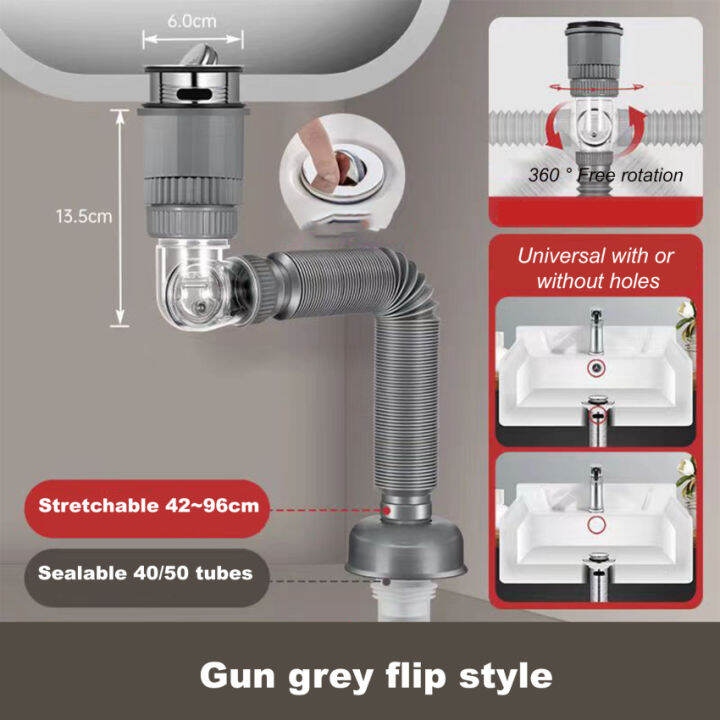 Sink Strainer Disposer Drain Plastic Hose Universal 360 Degrees