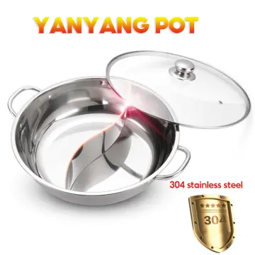 Dual Sided Stainless Steel Hot Pot Yuanyang Pot Shabu Shabu Yin Yang  Chafing Dish Cookware