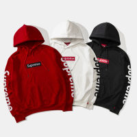 เสื้อฮู้ดแขนเชิ๊ตปักโลโก้กล่อง Supreme มีลายพิมพ์