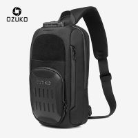 MOUMOU # OZUKO กระเป๋าคาดหน้าอกผู้ชายแบบอเนกประสงค์กันขโมย USB กระเป๋าสะพายชายชาร์จกระเป๋าแมสเซนเจอร์คาดกระเป๋ากระเป๋าสะพายข้างกันน้ำสำหรับการเดินทาง