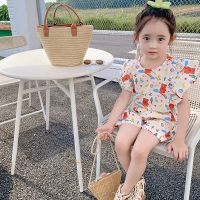 [ส่งของ]Se7en ชุดเสื้อแขนกุด พิมพ์ลายดอกไม้ และกางเกงขาสั้น แฟชั่นฤดูร้อน สไตล์เกาหลี สําหรับเด็กผู้หญิง