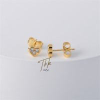 TBK Heart Earring 18K Gold Cubic Zirconia Accessories For Women 695E