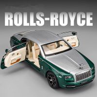 โมเดลรถโลหะผสมรถของเล่นโลหะแบบของขวัญสำหรับเด็ก1/22 Rolls Royce Wraith โมเดลรถของเล่นโลหะชุดสะสมแบบจำลองเสียงและไฟ