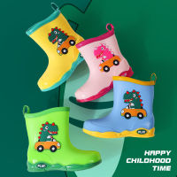 Autumn Winter Children Rain Boots Warm Plush Cute Animal Dinosaur Kids water shoes Boy And Girls Outdoor Anti-skid Soft PVC Snow