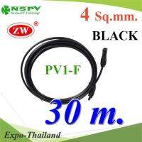 สายไฟโซลาร์เซลล์ สำเร็จรูป Solar Cable PV1-F 4.0mm2 ย้ำหัวสาย MC4 กันน้ำ (สีดำ 30 เมตร) รุ่น PV1F-MC4-BLACK-30m