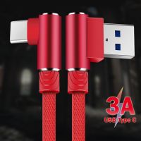 USB C แบบ90องศา1 2 3เมตร,S10สายสำหรับซัมซุง S8 Huawei เคลื่อนที่ชาร์จแบบเร็วสายข้อมูลสายไฟที่ชาร์จแบตเตอรี่โทรศัพท์